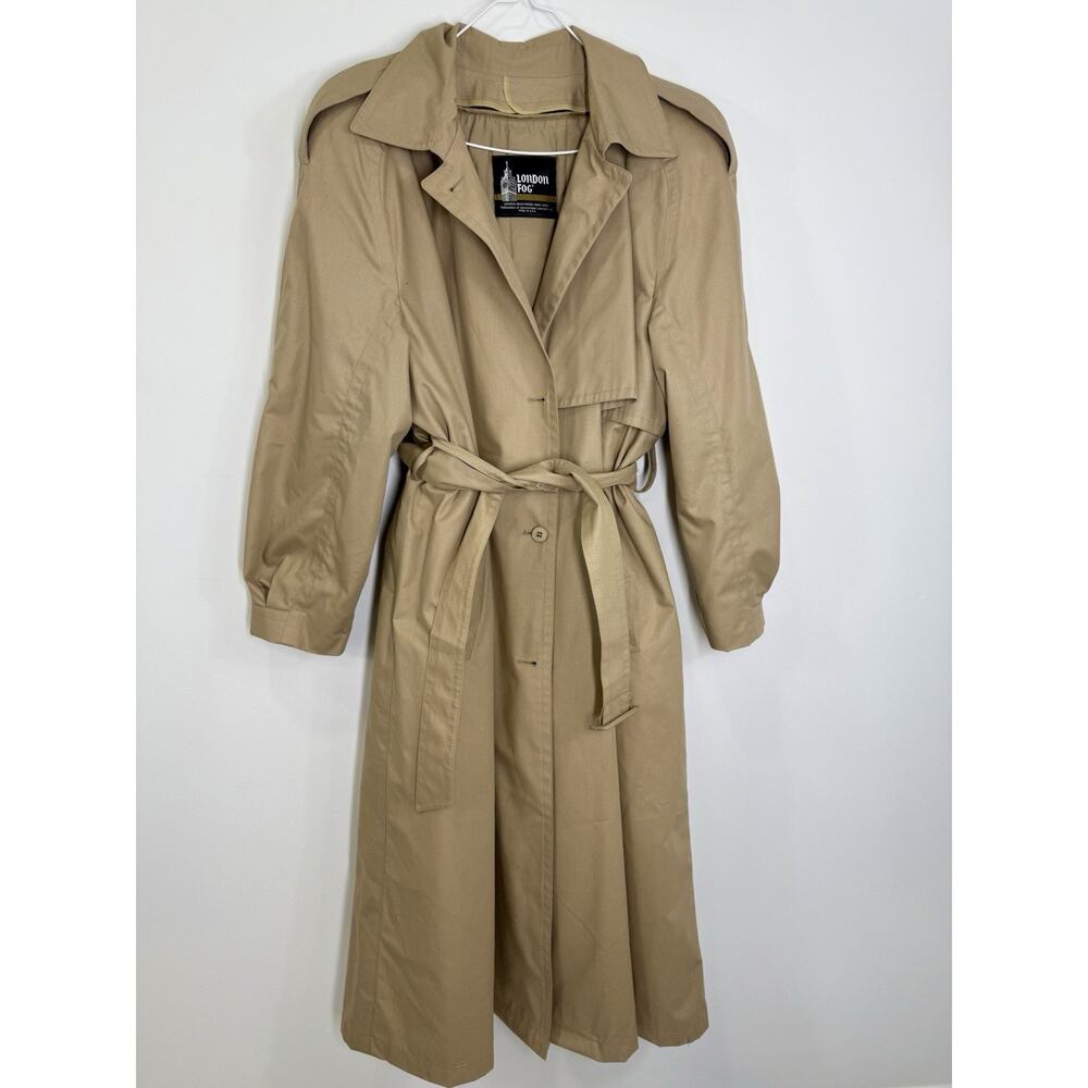 Vintage Women's London Fog Trench Coat Khaki Belted Size 18 Regular